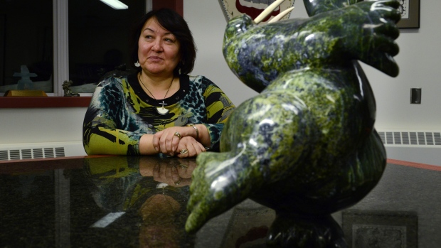 Cathy Towtongie, president of Nunavut Tunngavik, in her Iqaluit office. In a news release today, she announced that a tentative agreement has been reached in a $1-billion lawsuit filed against the federal government in 2006. 