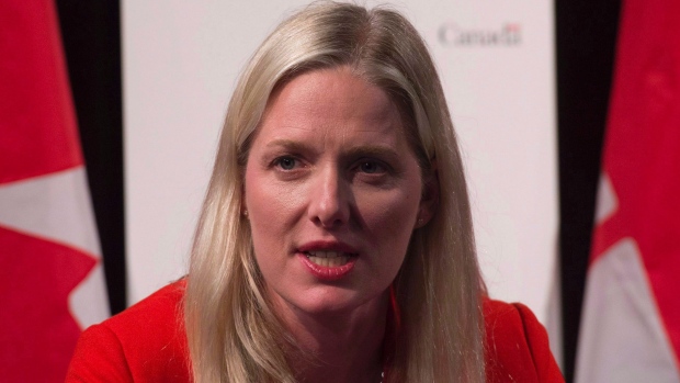 Canadian Minister of Environment and Climate Change Catherine McKenna speaks during a news conference, in Paris, France, on Nov. 29, 2015. McKenna has been named to a group of 14 international ministers who will serve as facilitators of the COP21 climate conference in Paris. 