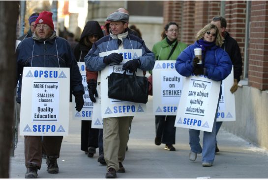 Member of the Ontario Public Service Employees Union picket at George Brown college in 2006. The new Supreme Court decision will affect public service unions in provinces across the country.