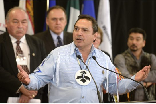 AFN National Chief Perry Bellegarde speaks at a news conference in Ottawa on Friday following the national roundtable on missing and murdered indigenous women and girls.