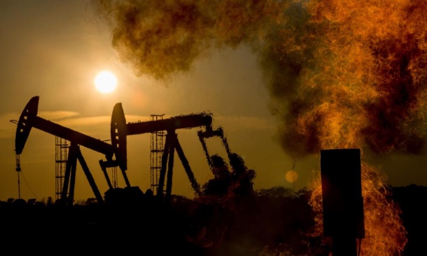 An oil field in North Dakota, US. 
