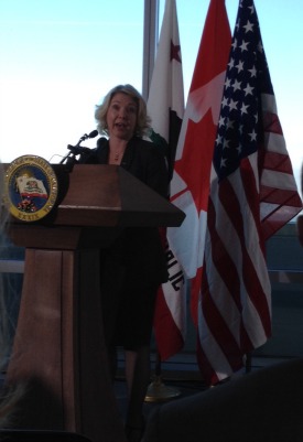 Mary Polak, British Columbia's Minister of the Environment, speaks at the signing of the Pacific Coast Action Plan