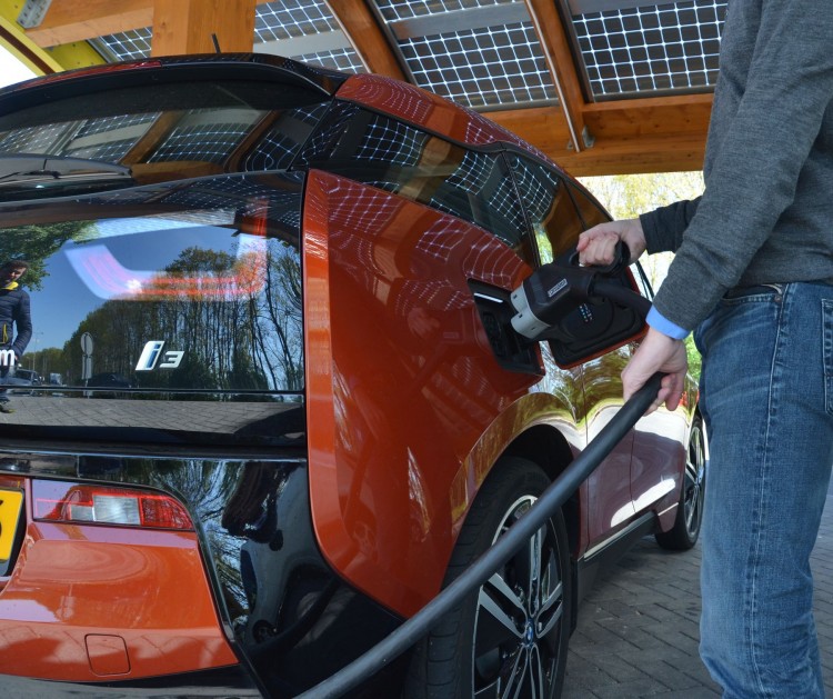 BMW i3 using CCS at Fastned Quick Charging Station In The Netherlands